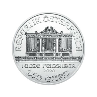 1 Unze Wiener Philharmoniker Silber 1,5 EURO Rückseite