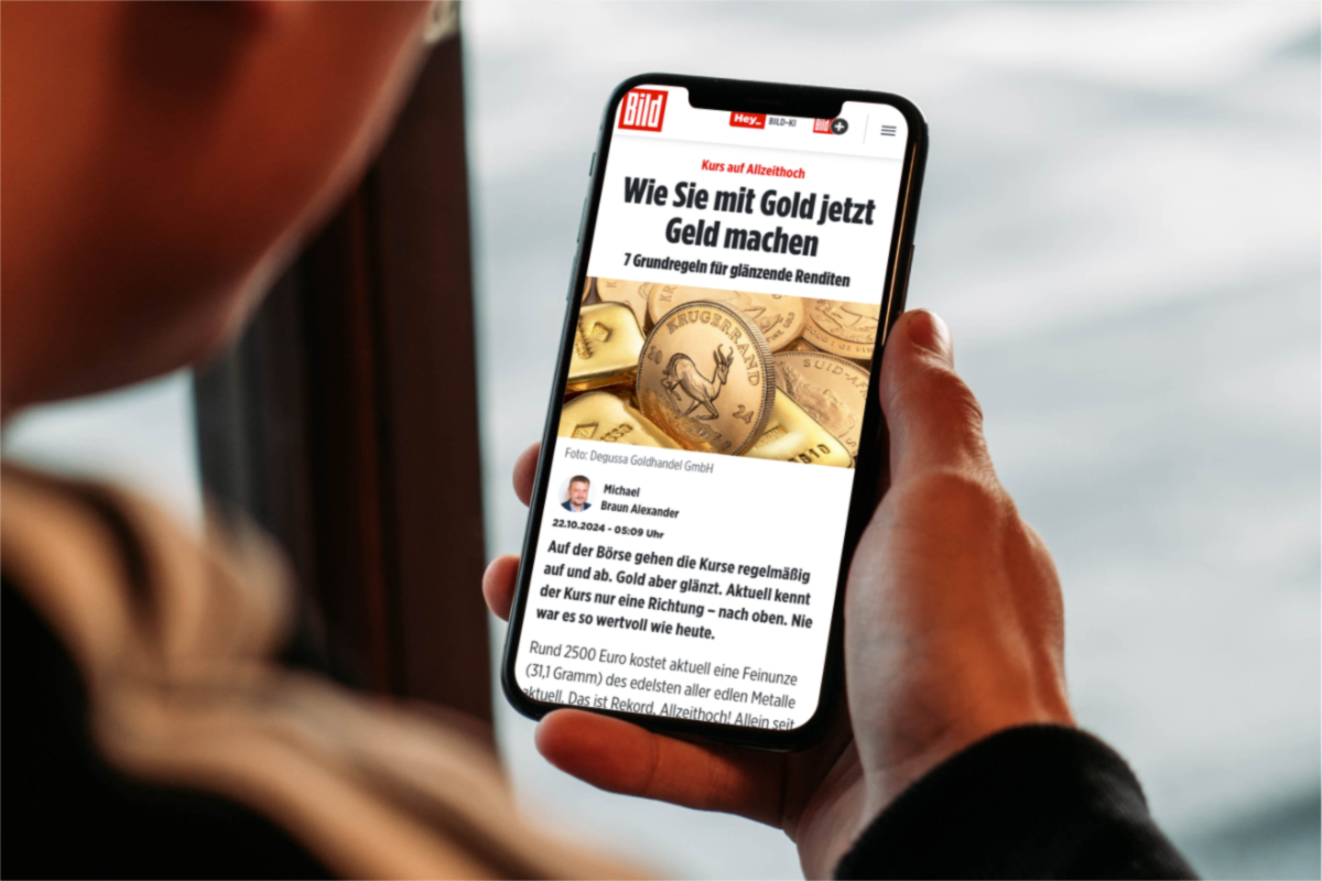 Bild.de Schlagzeile zum GoldpreisBoom auf Smartphone